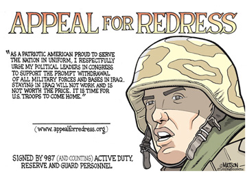 As a patriotic American proud to serve the nation in uniform, I respectfully urge my political leaders in Congress to support the prompt withdrawal of all American military forces and bases from Iraq . Staying in Iraq will not work and is not worth the price. It is time for U.S. troops to come home!