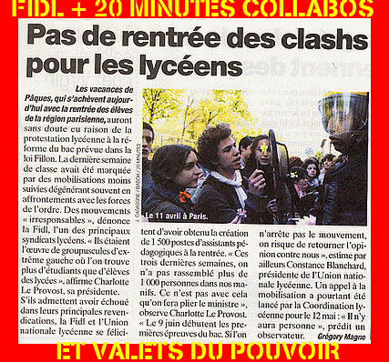 le torchon 20 minutes et le mouvement lycéens Fid