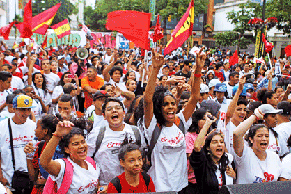 Mobilisation étudiante en faveur de la révolution bolivarienne, Caracas, décembre 2013.