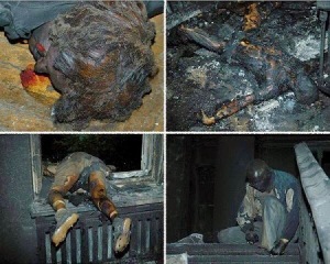 Photos prises à l'intérieur après extinction de l'incendie.